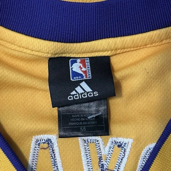KOBE‎ BRYANT #24 ADIDAS Jersey LAKERS Sz 56 Sewn Rare Y2KYELLOW/PURPLE